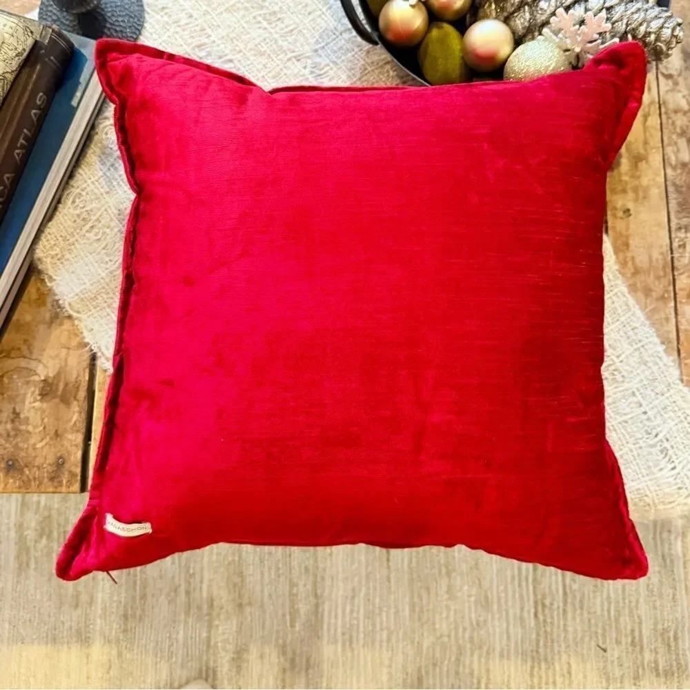 Magaschoni Red Velvet Holiday Accent Pillow